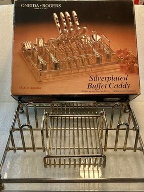 Vintage Oneida Rogers Silver Plated And Lucite Buffet Caddy Retro MCM